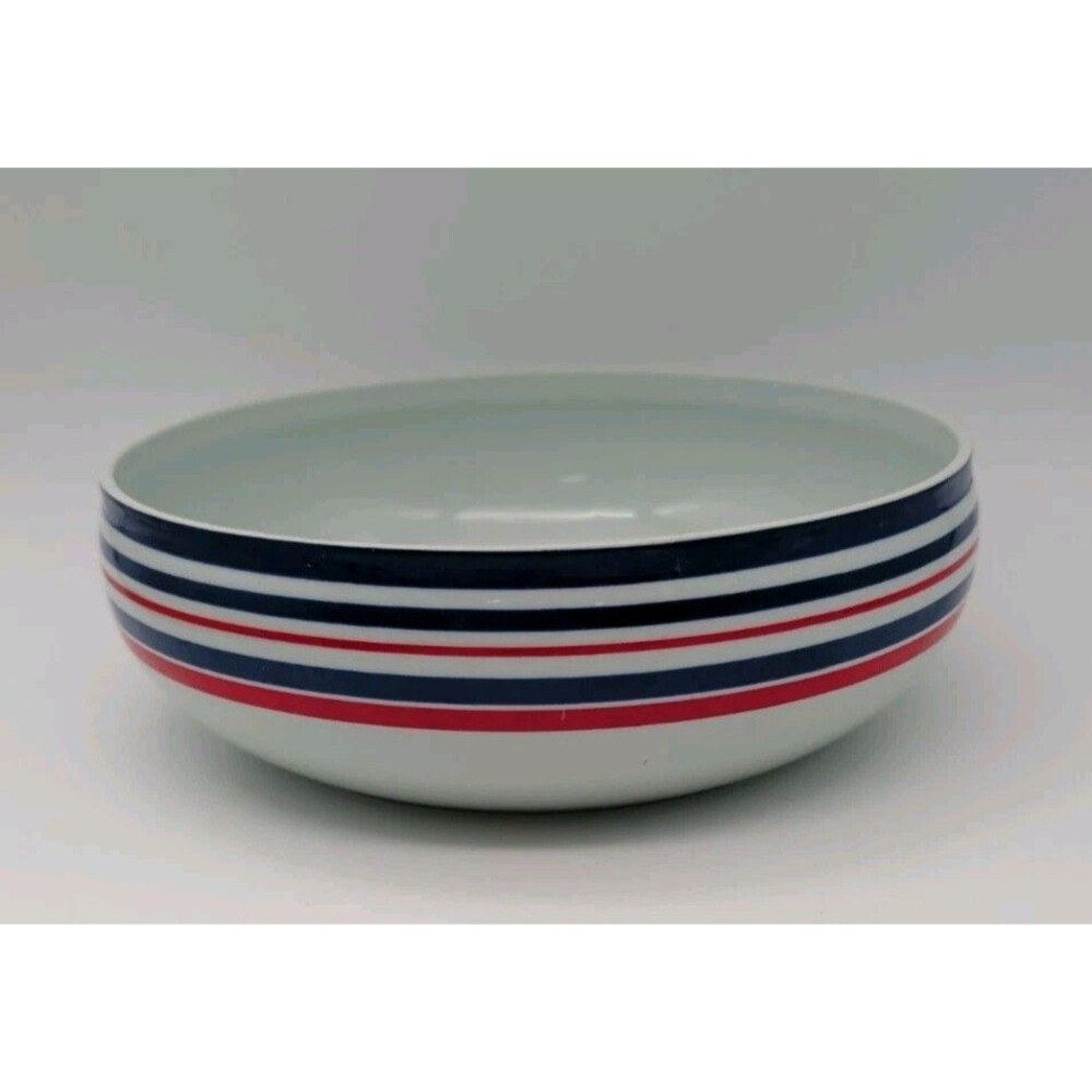 Black Hearthstone China Chili 8-in Serving Bowl Portugal Blue Red White Striped